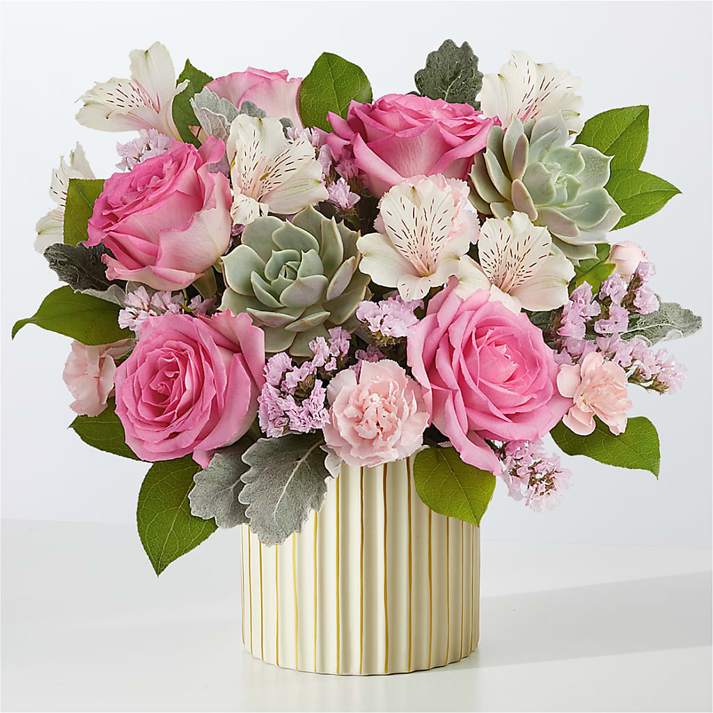 Dusty Rose Bouquet with Ivory Vase – RALPH'S, Compton CA