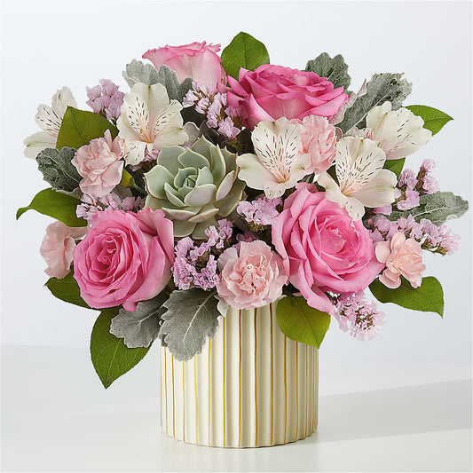 Dusty Rose Bouquet with Ivory Vase – RALPH'S, Compton CA
